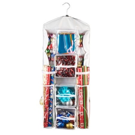 HASTINGS HOME 2-pack Wrapping Paper Storage Organizers, Dual Sided Hanging Gift Wrap Station for 30" Rolls, Ribbon 935219RVS